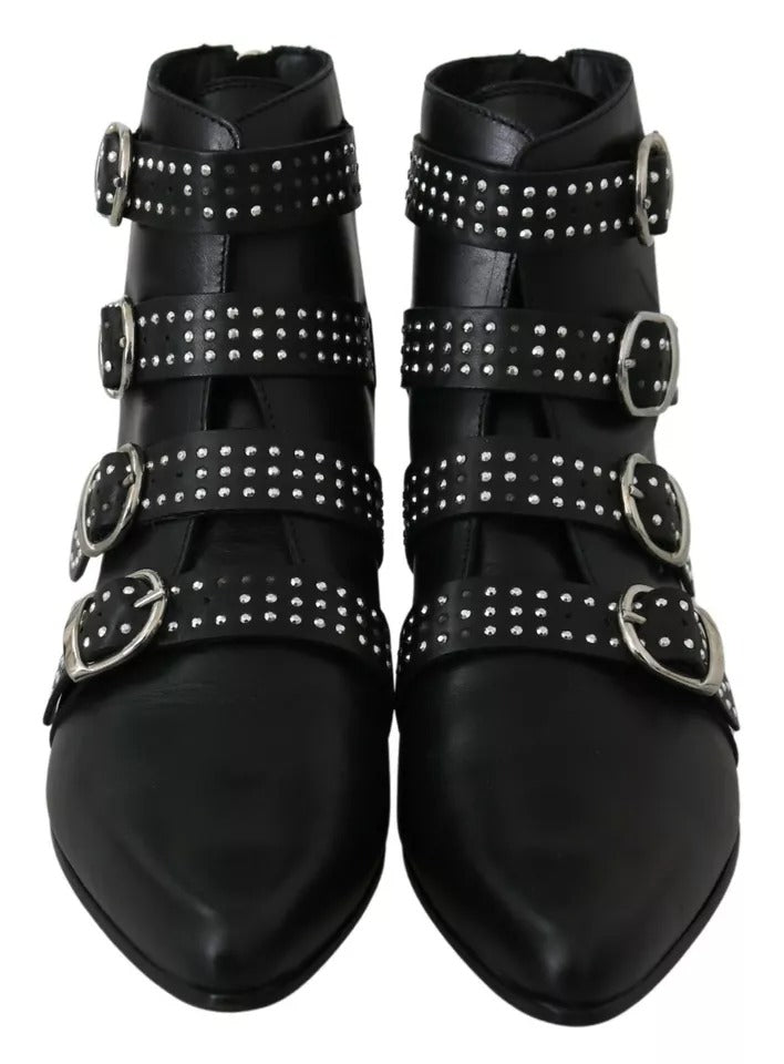 Dondup Black Fashion Buckled Zipper Ankle Boots Women's Shoes (Pre-Owned)