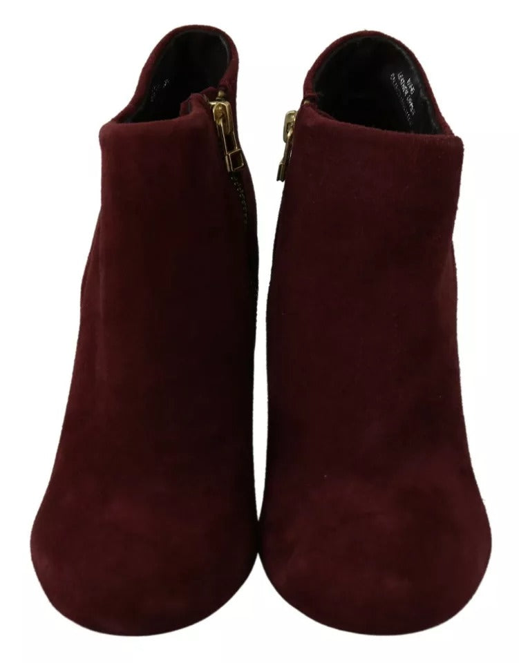 Steve Madden Maroon Blush Velvet Suede Penelope Ankle Boots Women's Shoes (Pre-Owned)