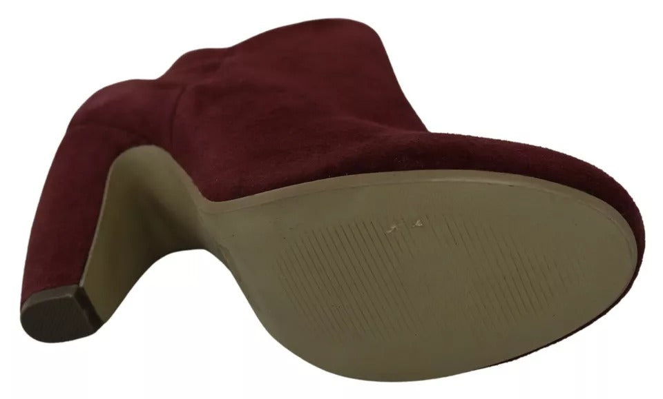 Steve Madden Maroon Blush Velvet Suede Penelope Ankle Boots Women's Shoes (Pre-Owned)