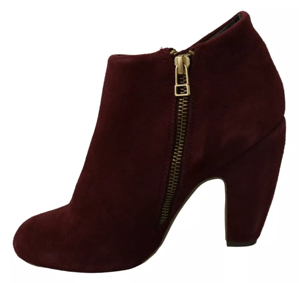 Steve Madden Maroon Blush Velvet Suede Penelope Ankle Boots Women's Shoes (Pre-Owned)