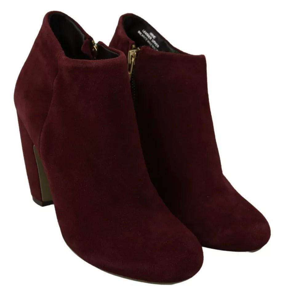 Steve Madden Maroon Blush Velvet Suede Penelope Ankle Boots Women's Shoes (Pre-Owned)