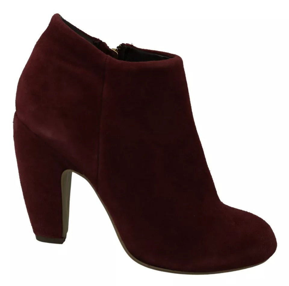 Steve Madden Maroon Blush Velvet Suede Penelope Ankle Boots Women's Shoes (Pre-Owned)