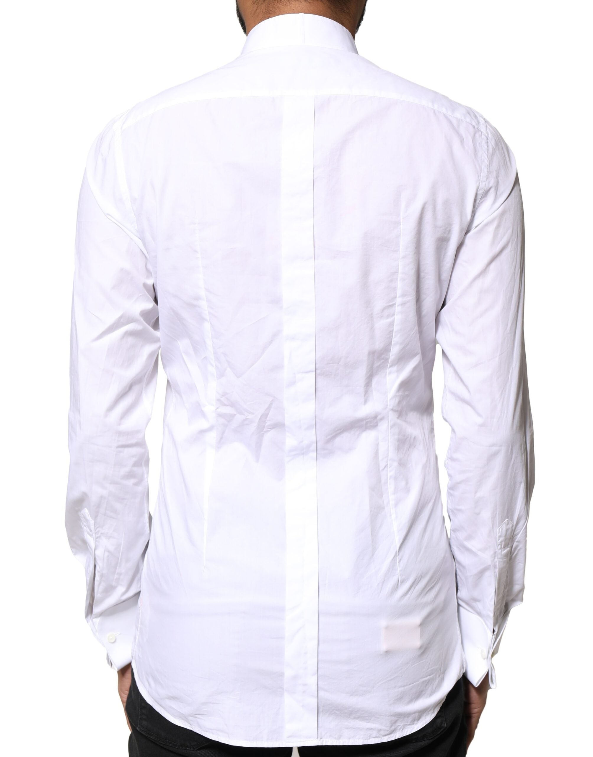 Dolce & Gabbana White GOLD CottonPoplin Bib Formal Dress Men's Shirt (Pre-Owned)