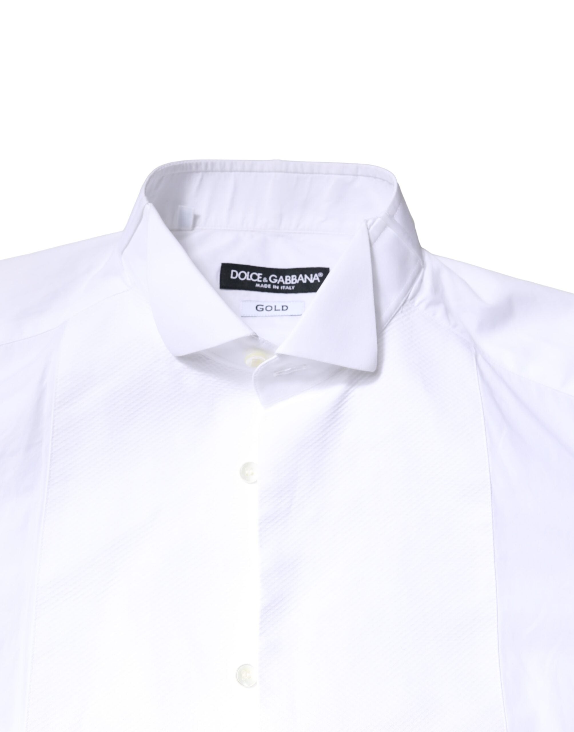 Dolce & Gabbana White GOLD CottonPoplin Bib Formal Dress Men's Shirt (Pre-Owned)