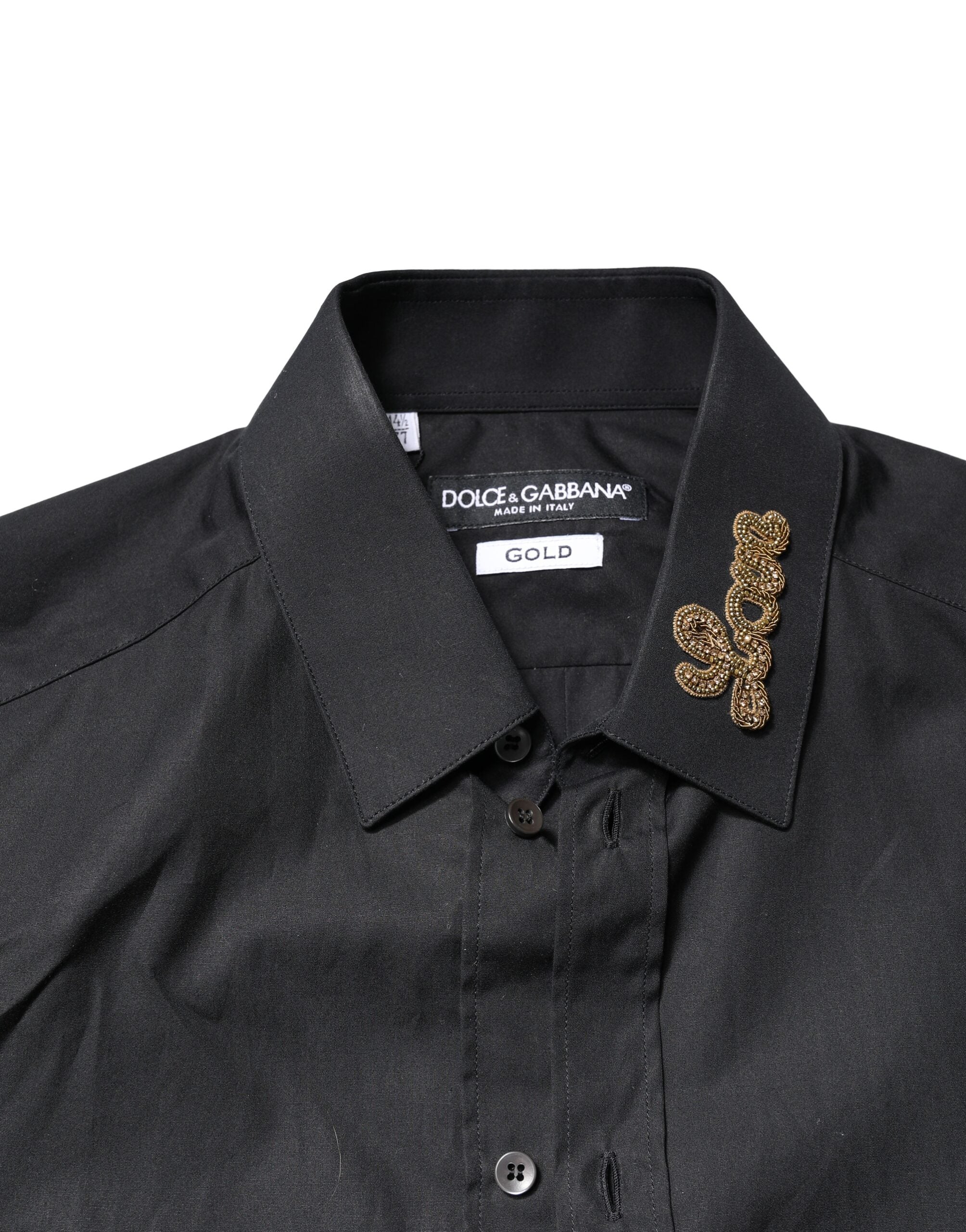 Dolce & Gabbana Black Love Embroidery GOLD Formal Dress Men's Shirt