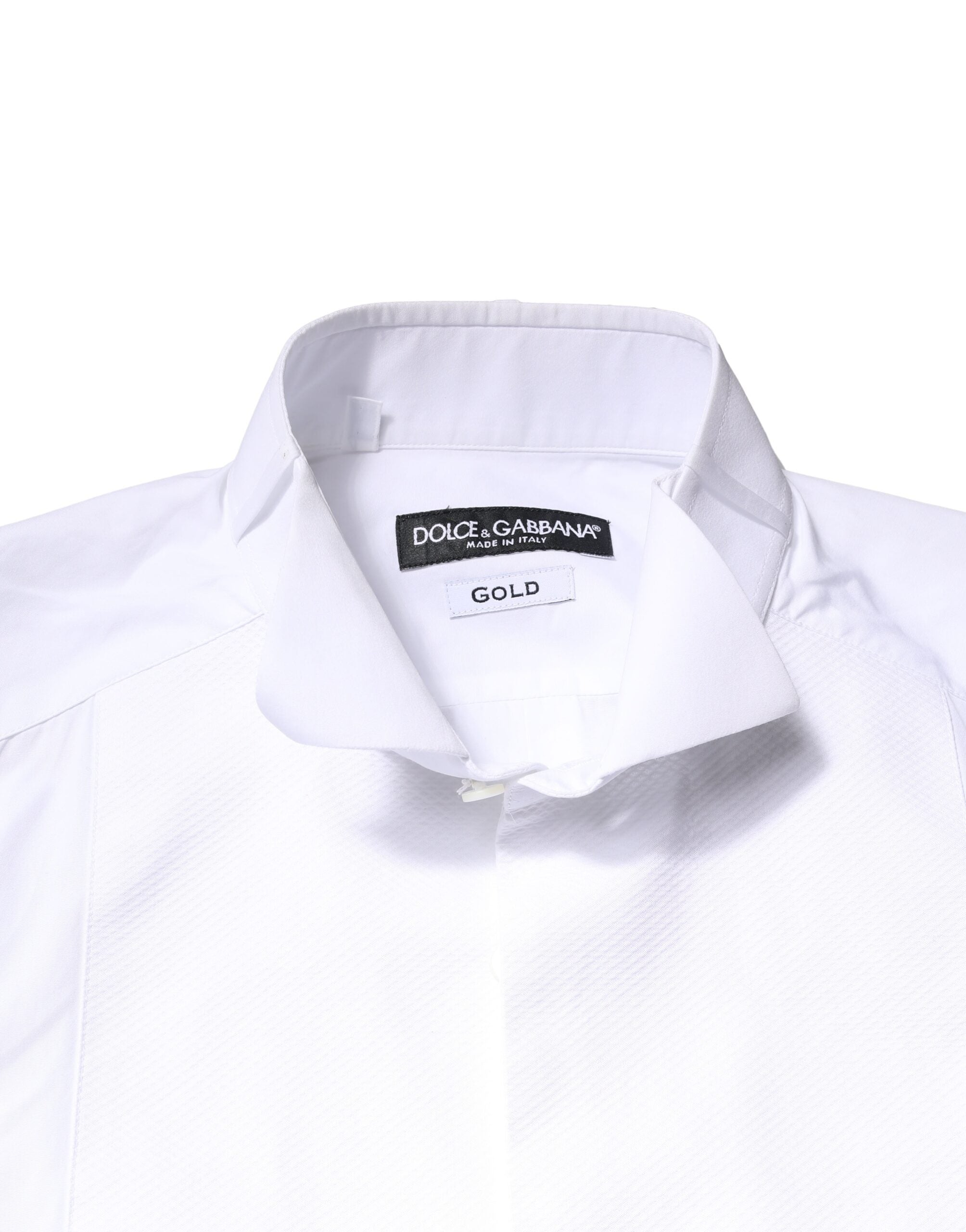Dolce & Gabbana White GOLD Cotton Poplin Bib Formal Men Dress Men's Shirt