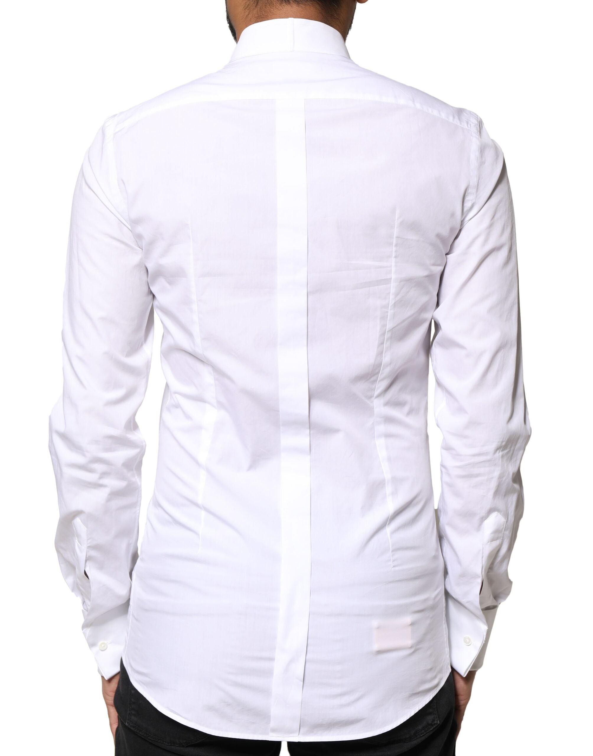Dolce & Gabbana White GOLD Cotton Poplin Bib Formal Men Dress Men's Shirt (Pre-Owned)