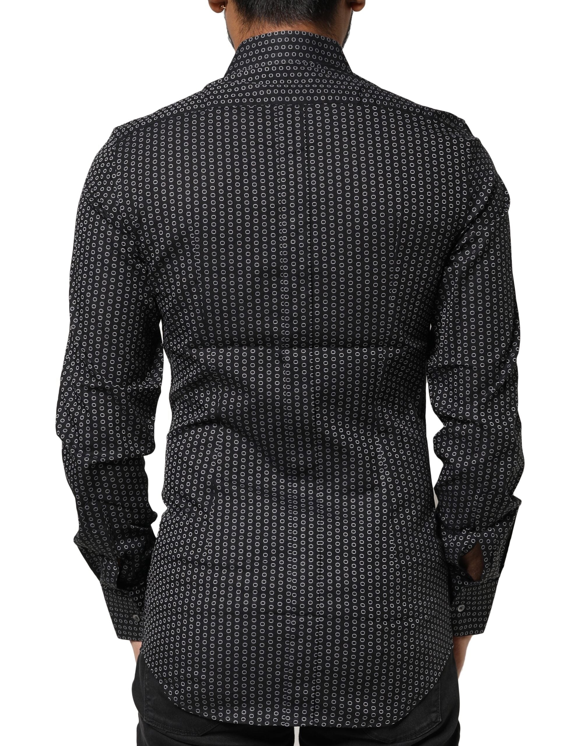Dolce & Gabbana Black GOLD Patterned Cotton Men Dress Men's Shirt