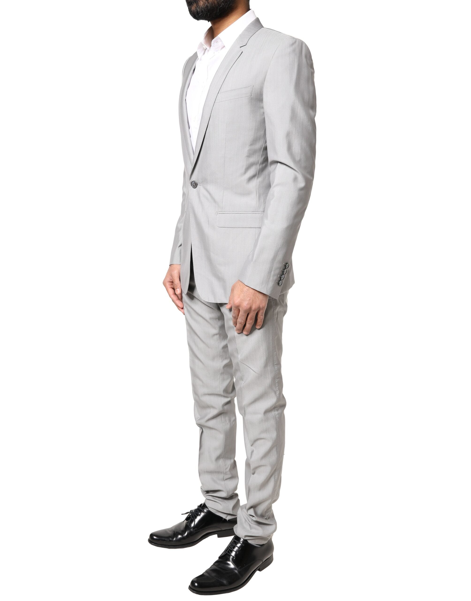 Dolce & Gabbana Light Gray Wool GOLD 2 Piece Formal Men's Suit