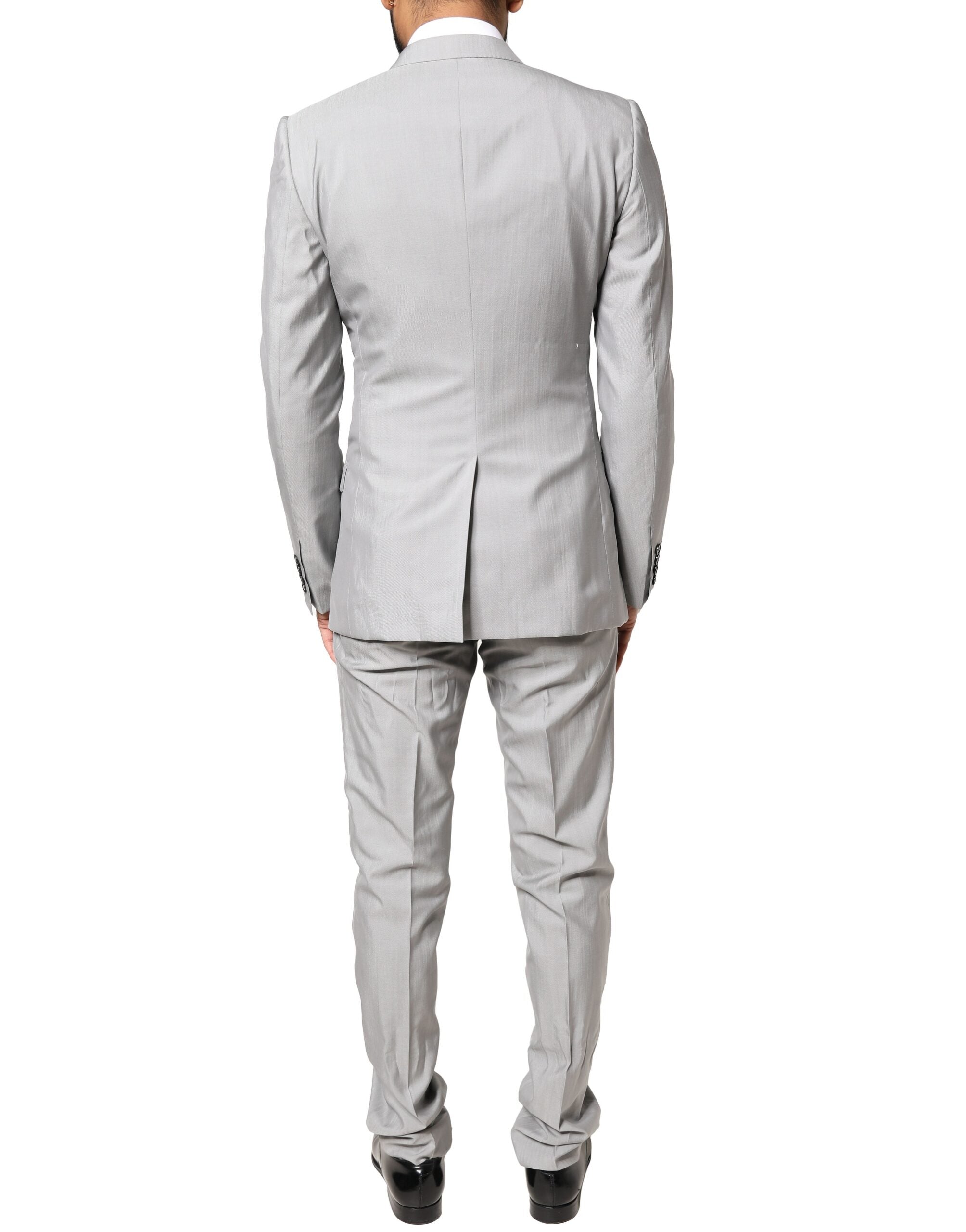 Dolce & Gabbana Light Gray Wool GOLD 2 Piece Formal Men's Suit