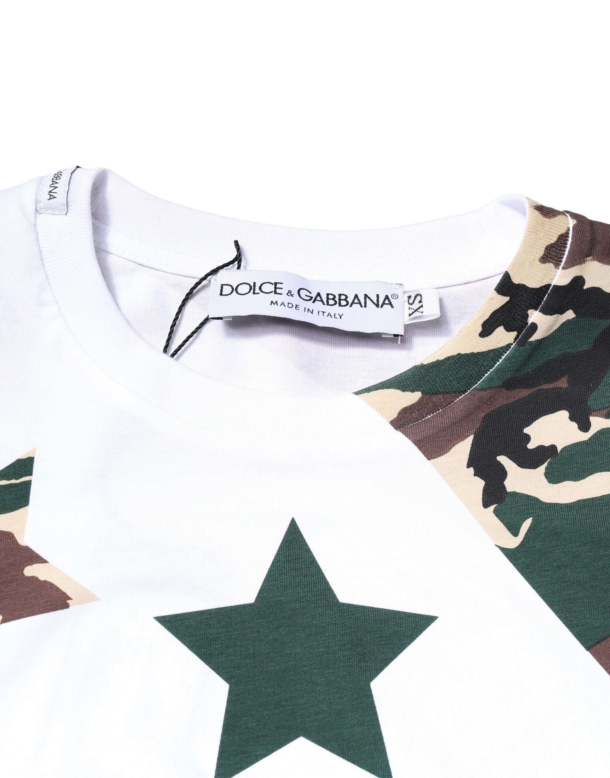 Dolce & Gabbana White Camouflage Stars Crew Neck Men's T-shirt (Pre-Owned)