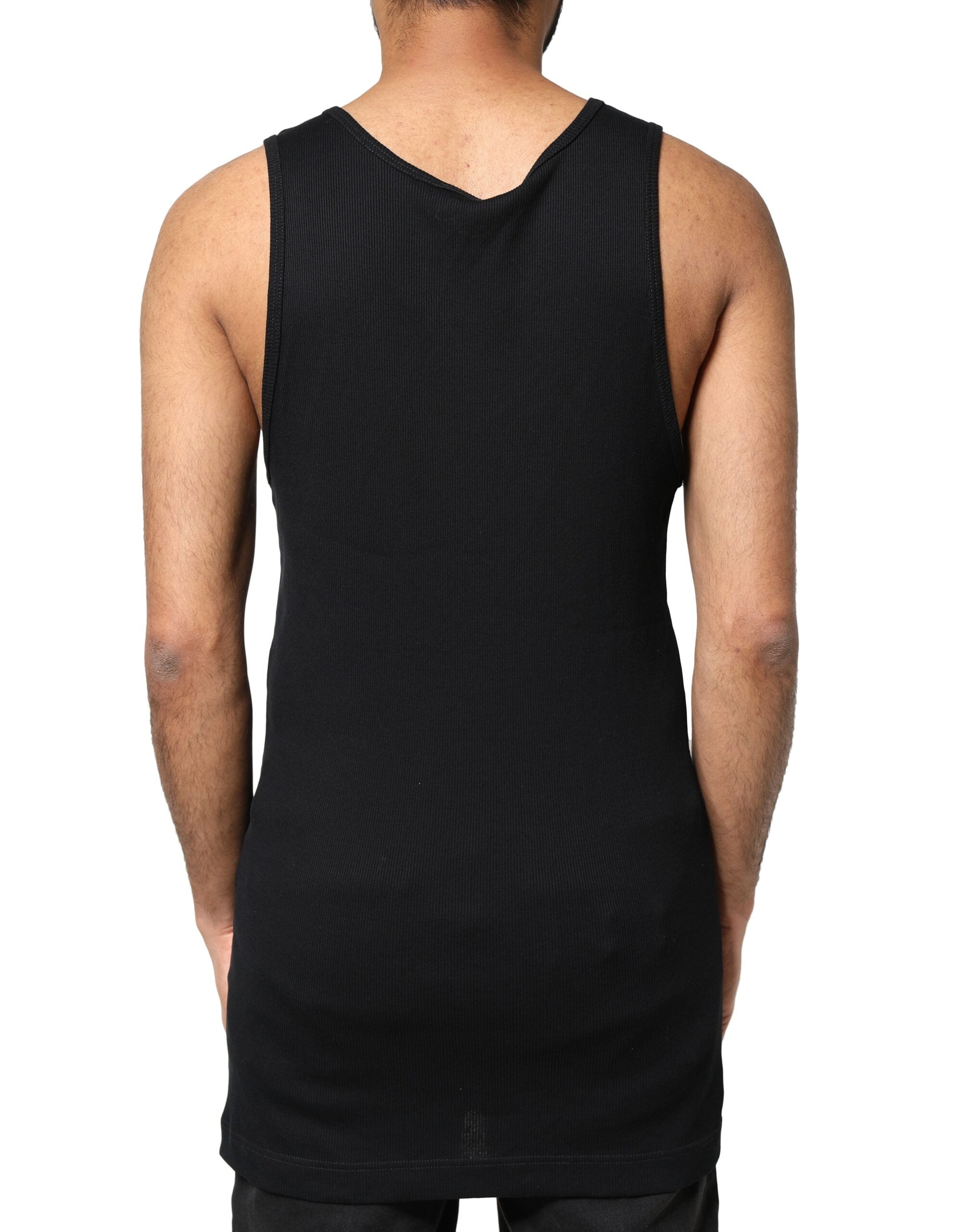 Dolce & Gabbana Black Cotton Rip Style Sleeveless Men Tank Men's T-shirt