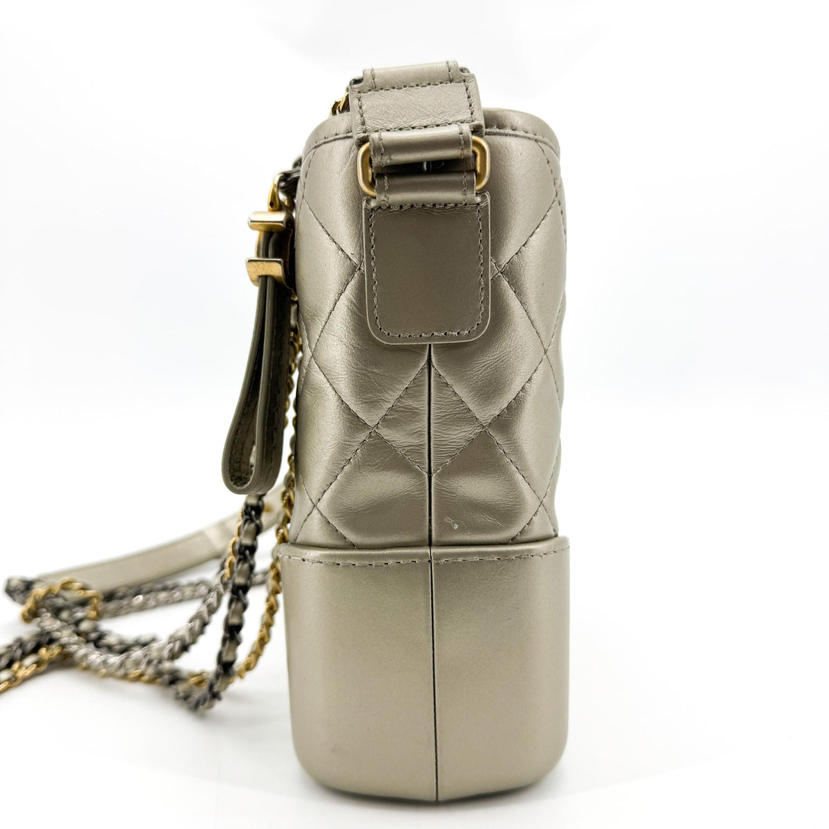 Chanel Gabrielle Quilted Aged Calfskin Gold Leather Backpack Bag (Pre-Owned)