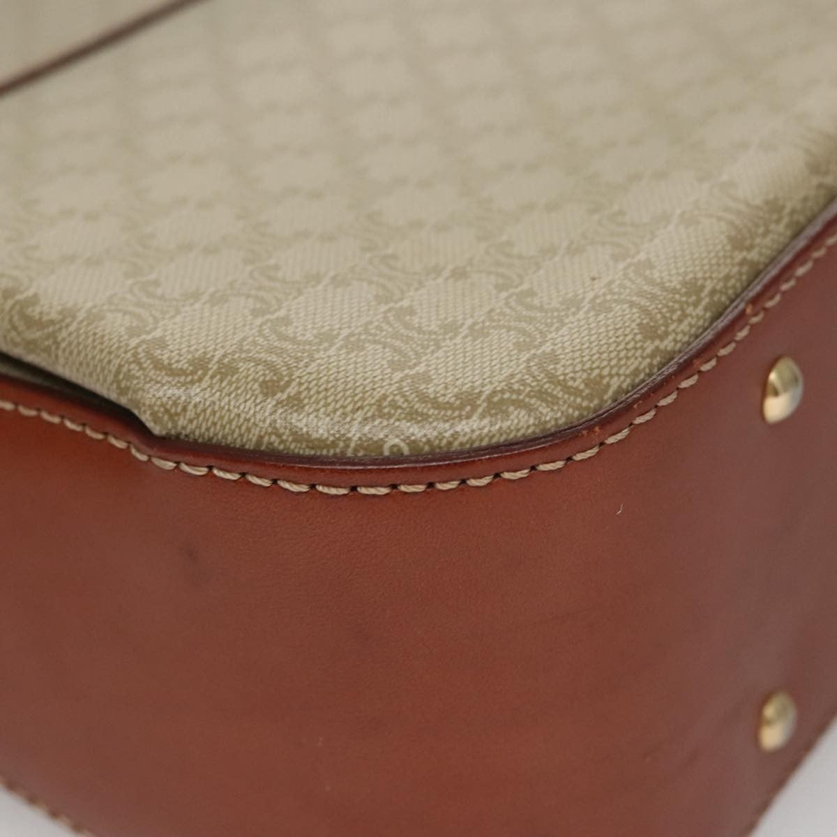 Celine Vintage Convertible Top Handle Macadam Coated Canvas Beige Canvas Handbag (Pre-Owned)