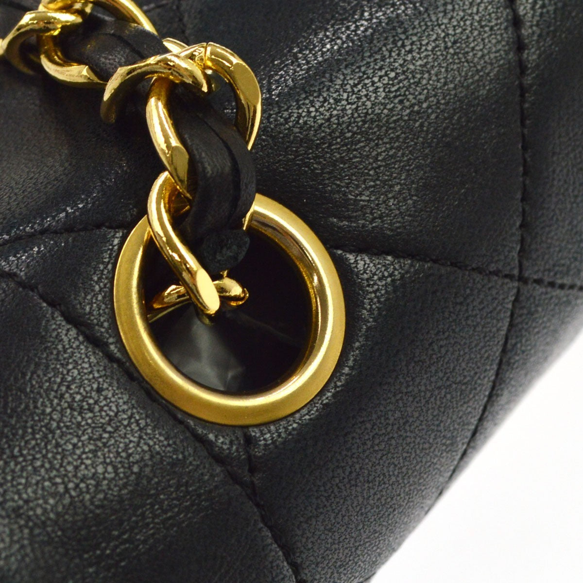Chanel Diana Flap Quilted Lambskin Black Leather Handbag (Pre-Owned)