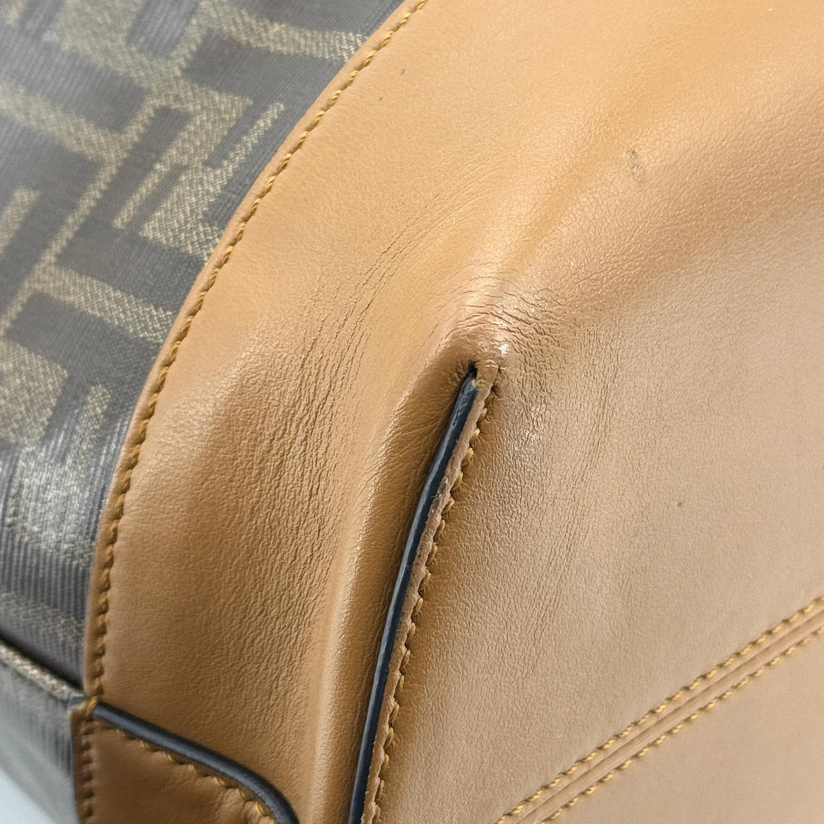Fendi Ff Logo Stamp Shopping Zucca Coated Canvas Brown Canvas Tote Bag Bag (Pre-Owned)