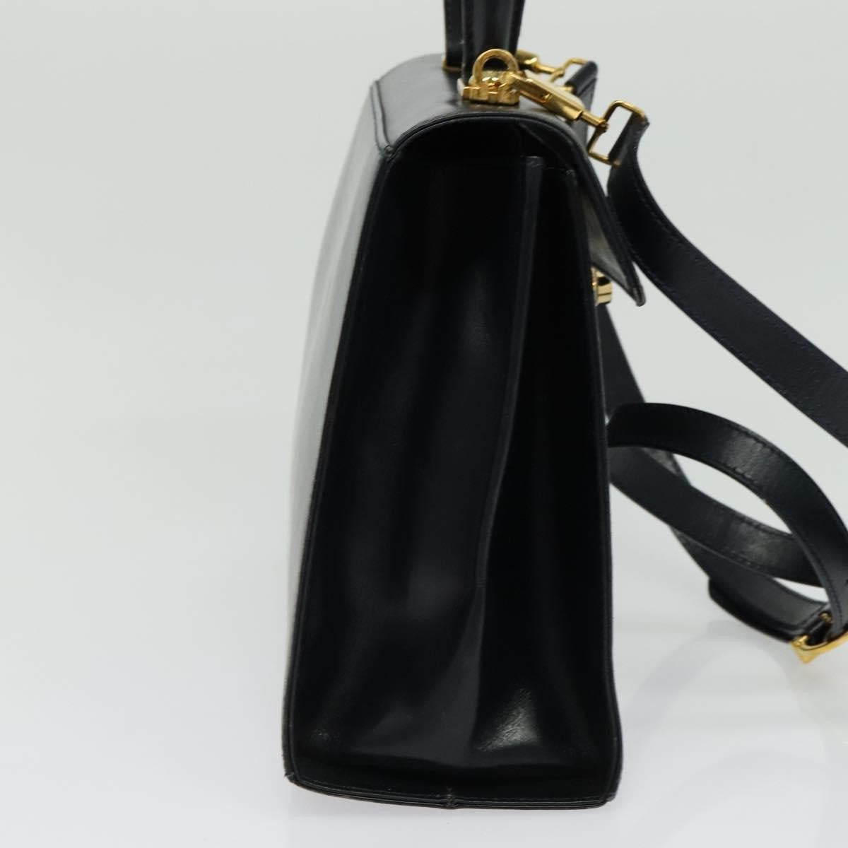 Salvatore Ferragamo Gancini Convertible Top Handle Leather Black Leather Handbag (Pre-Owned)