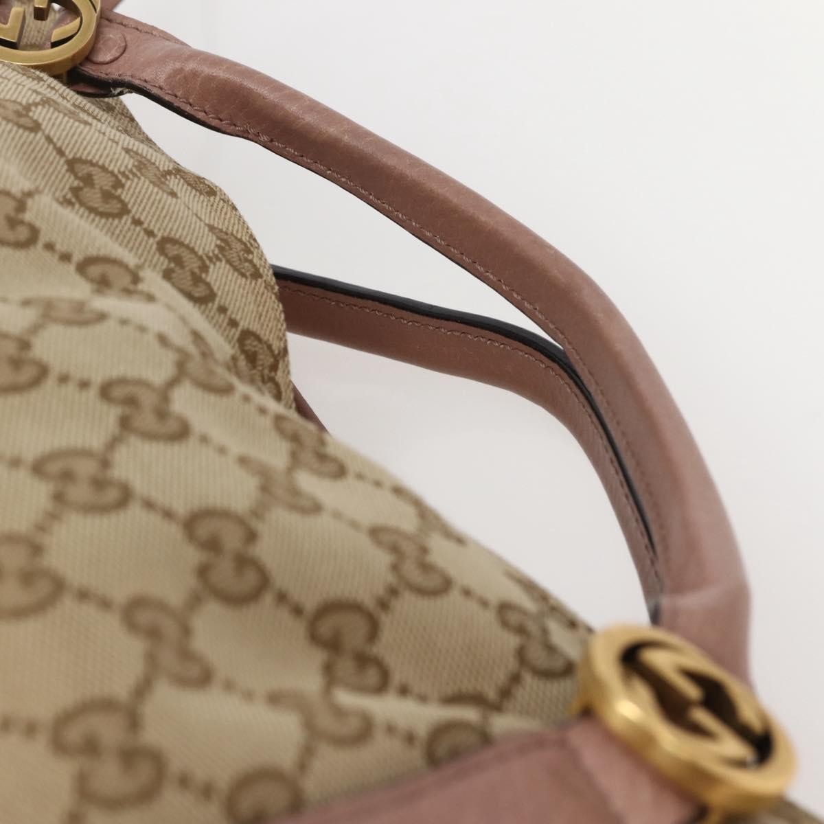 Gucci Vintage Interlocking G Canvas And Leather Beige Canvas Handbag (Pre-Owned)