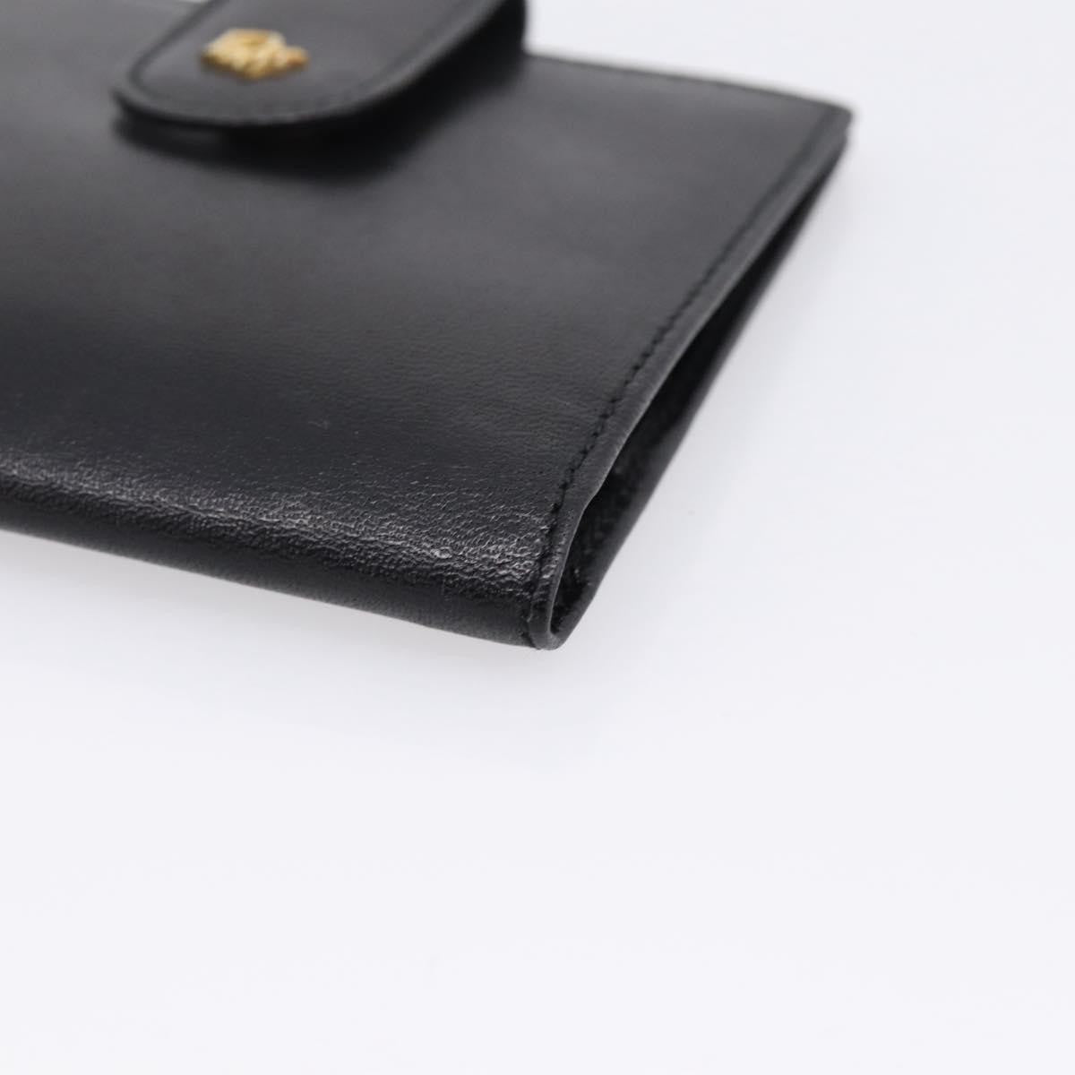 Christian Dior Bifold Card Holder Leather Black Leather Card Holders Accessory (Pre-Owned)