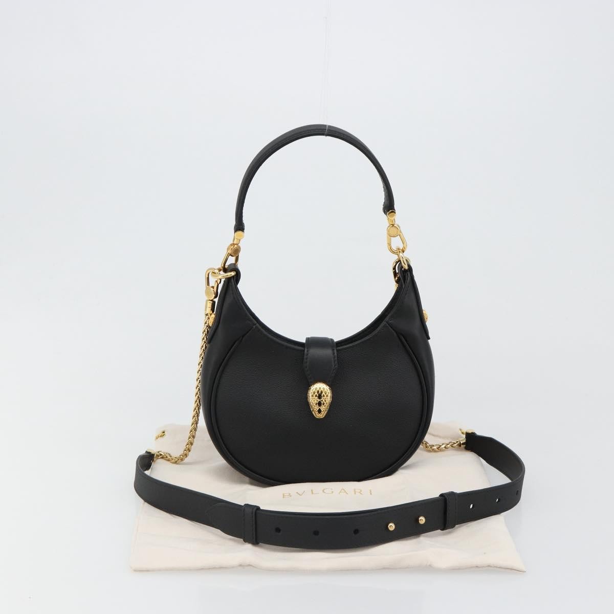 Bvlgari Serpenti Ellipse Leather Black Leather Shoulder Bag Bag (Pre-Owned)