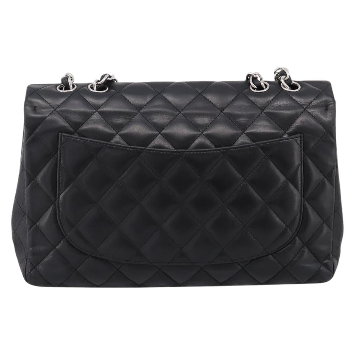 Chanel Vintage Square Classic Flap Quilted Lambskin Black Leather Handbag (Pre-Owned)