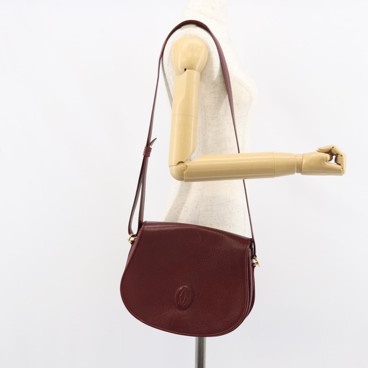 Cartier Must De Cartier Leather Burgundy Leather Shoulder Bag Bag (Pre-Owned)
