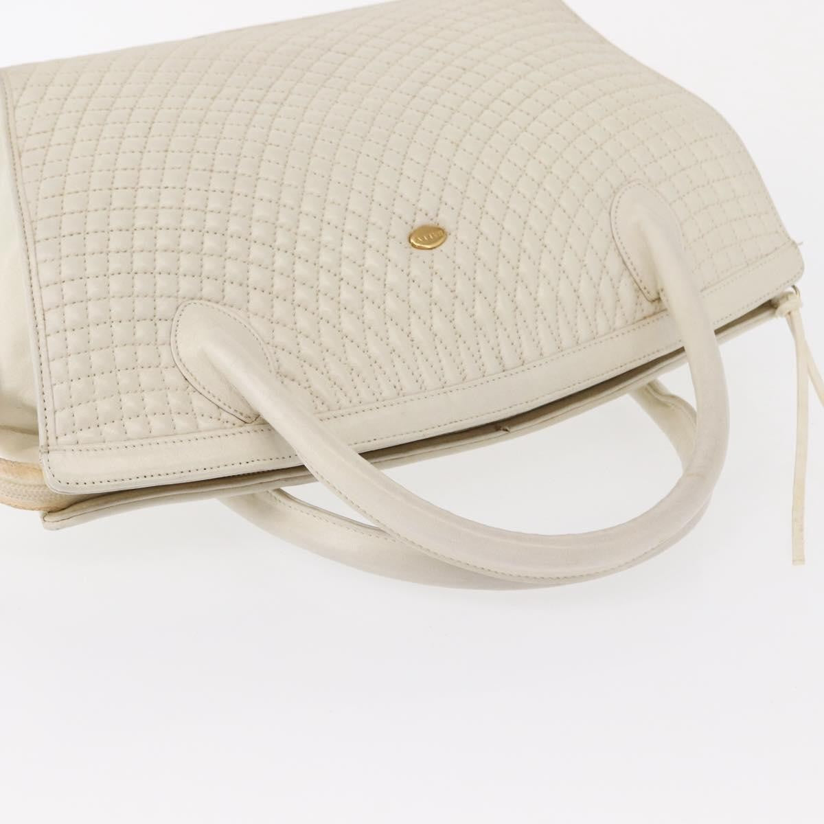 Bally Vintage Quilted Leather White Leather Handbag (Pre-Owned)