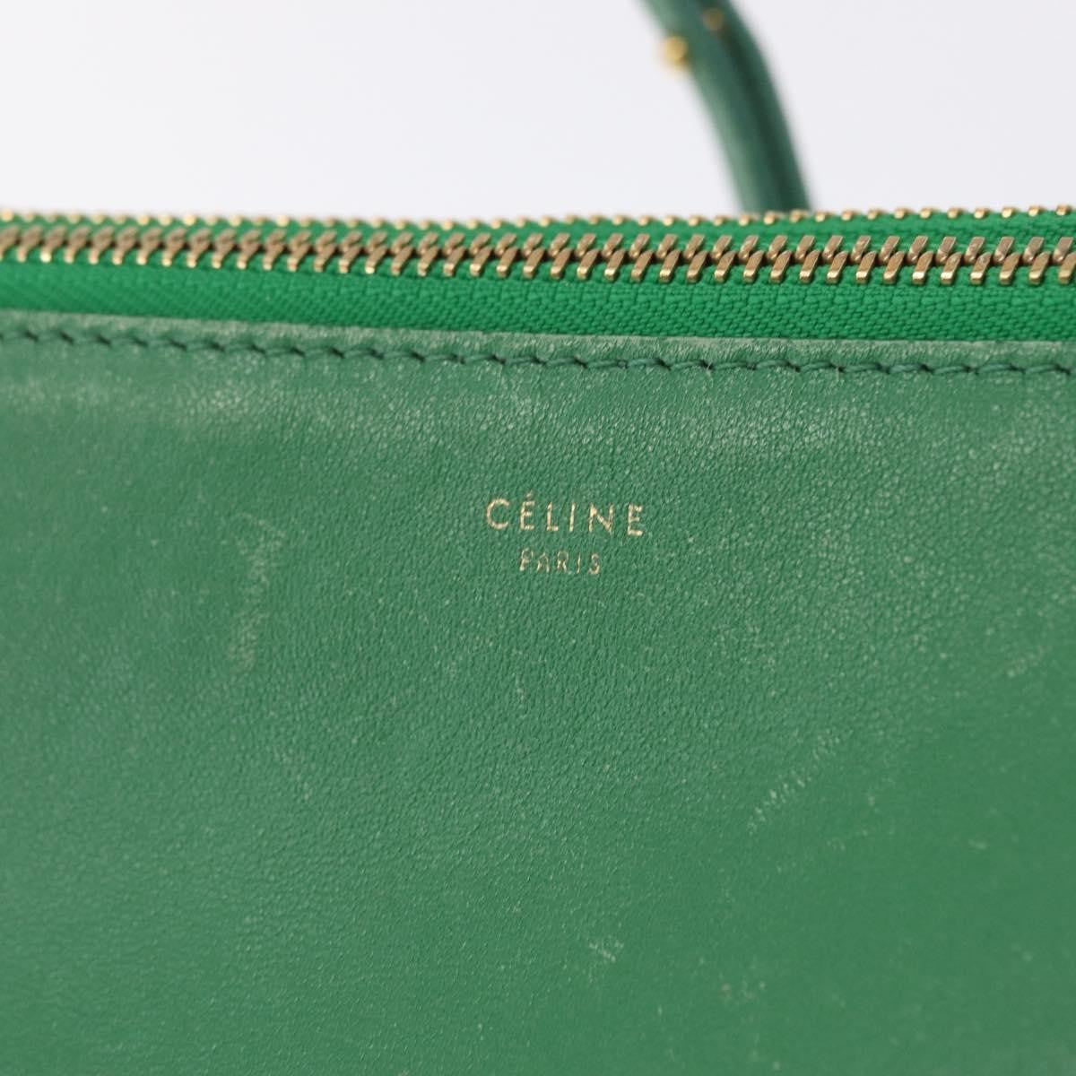 Celine Trio Leather Green Leather Crossbody Bag Bag (Pre-Owned)