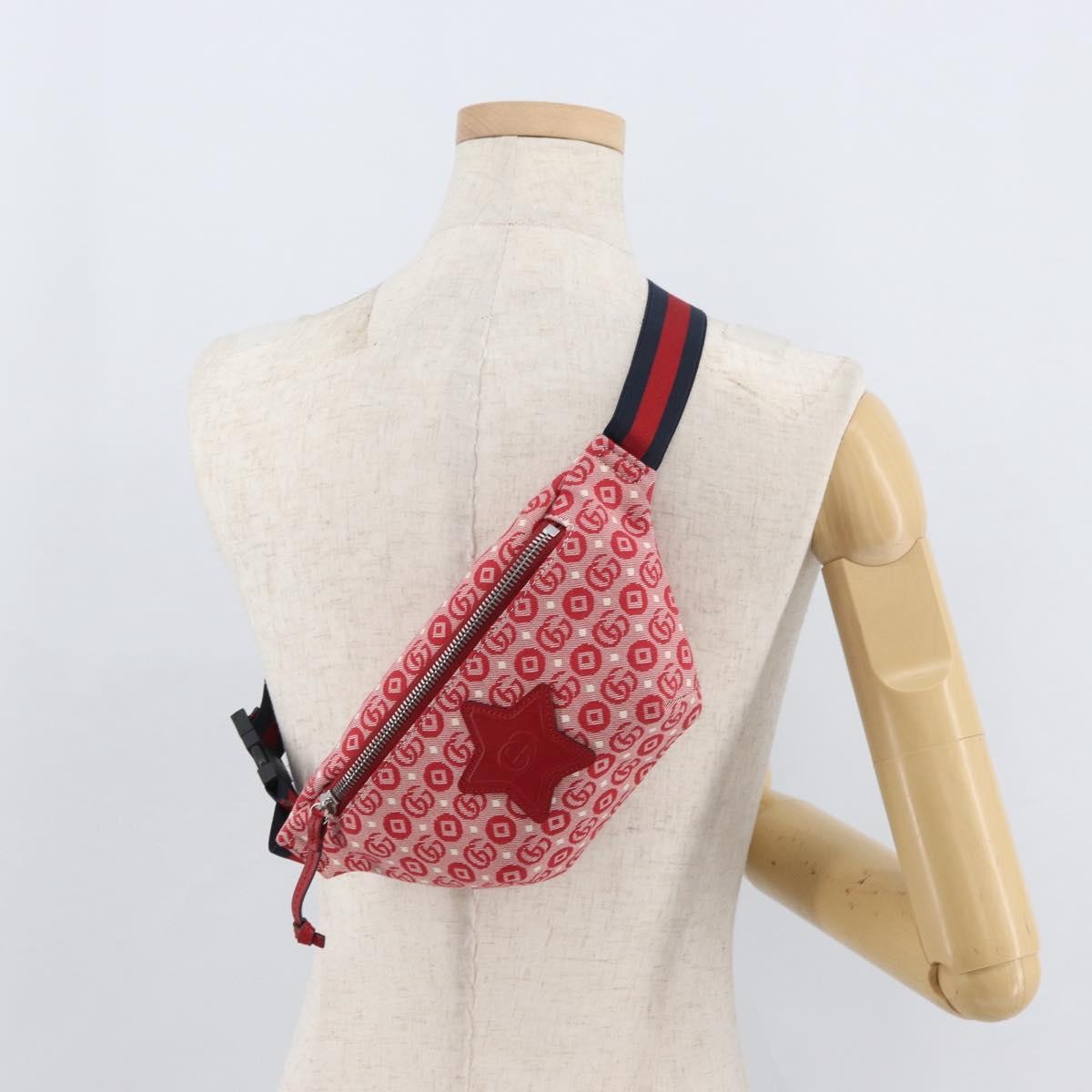 Gucci Children's Belt Printed Coated Canvas Red Canvas Handbag (Pre-Owned)