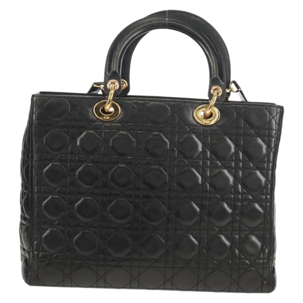 Christian Dior Lady Dior Leather Black Leather Handbag (Pre-Owned)