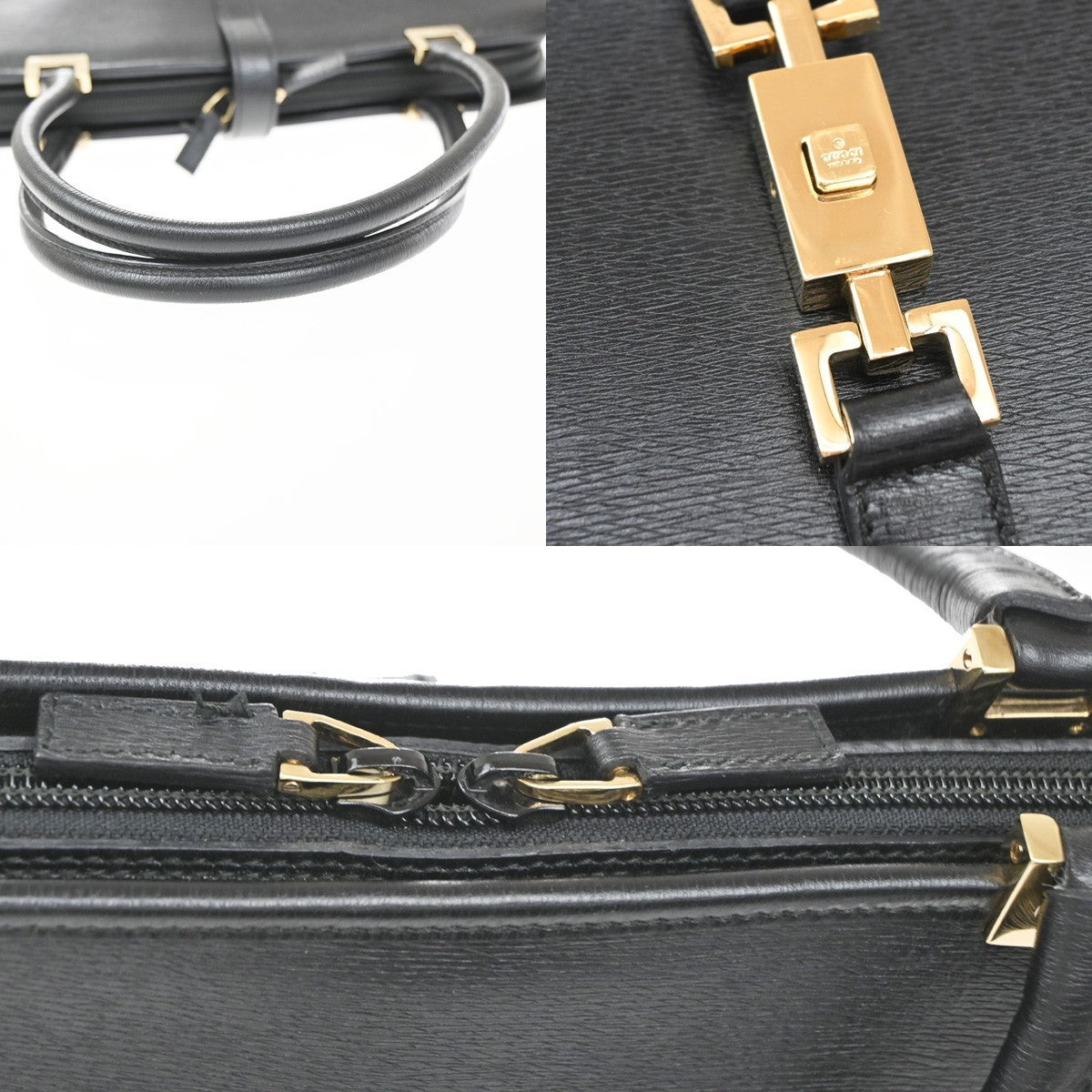 Gucci Jackie O Leather Black Leather Handbag (Pre-Owned)