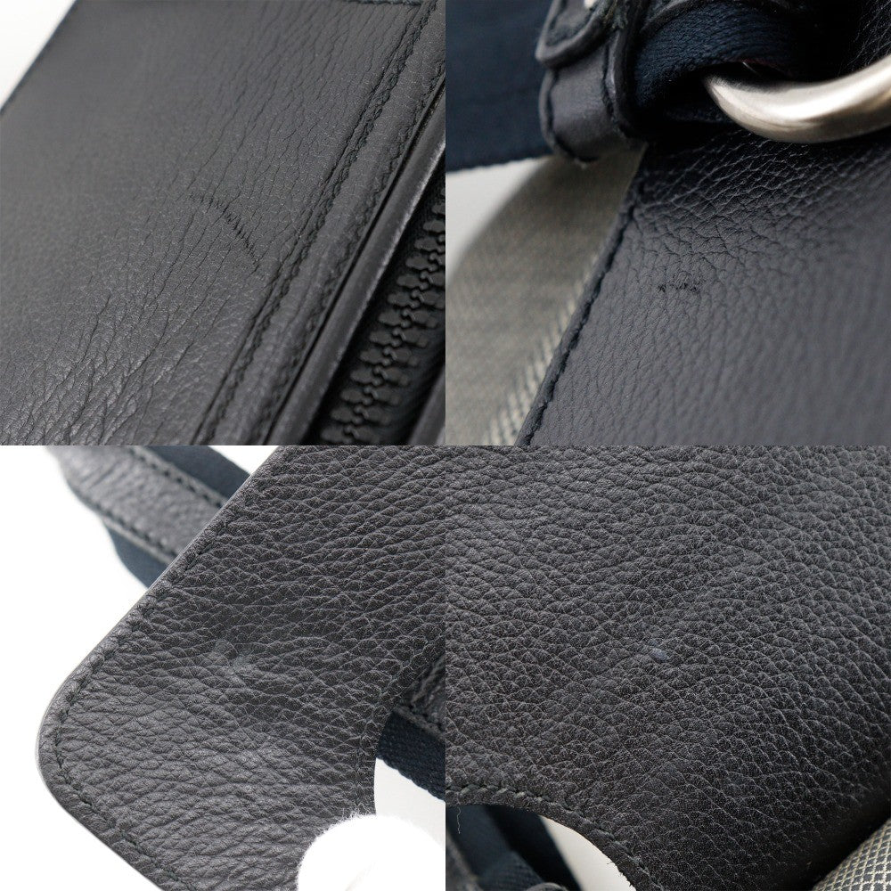 Bottega Veneta Vintage Leather Gray Canvas Handbag (Pre-Owned)