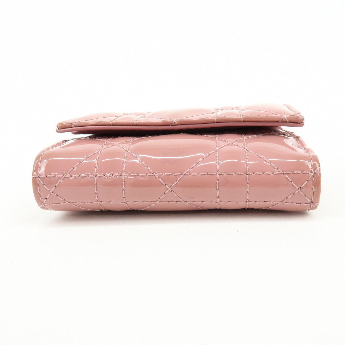 Christian Dior Lady Dior Cannage Quilt Leather Pink Patent_Leather Wallets Accessory (Pre-Owned)