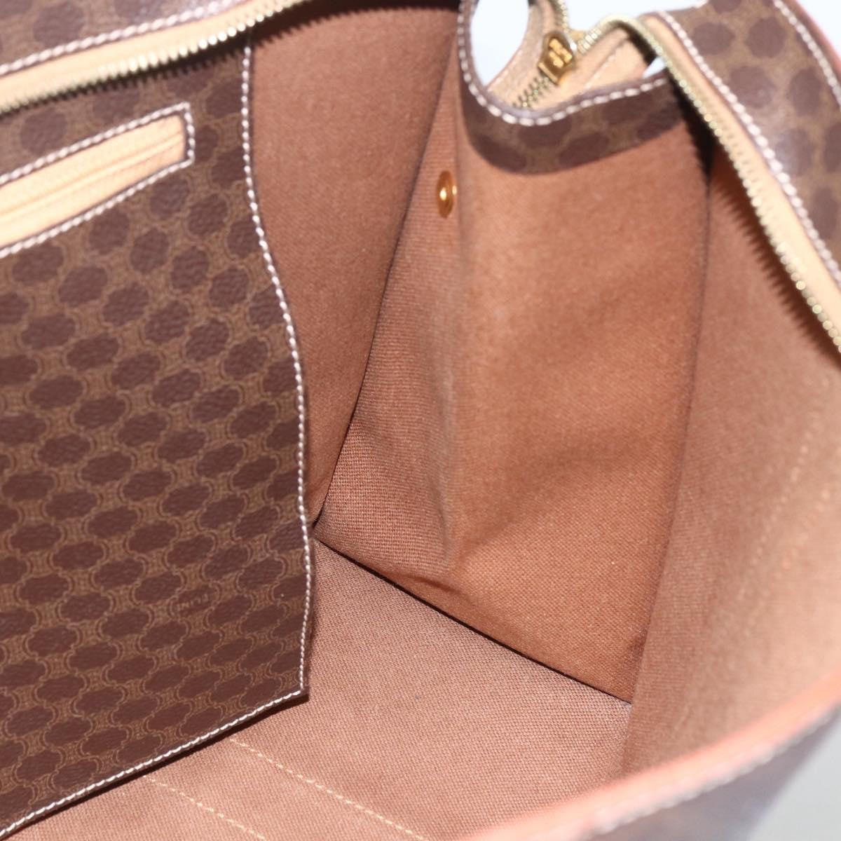 Celine Vintage Macadam Shopper Tote Canvas And Leather Brown Canvas Tote Bag Bag (Pre-Owned)