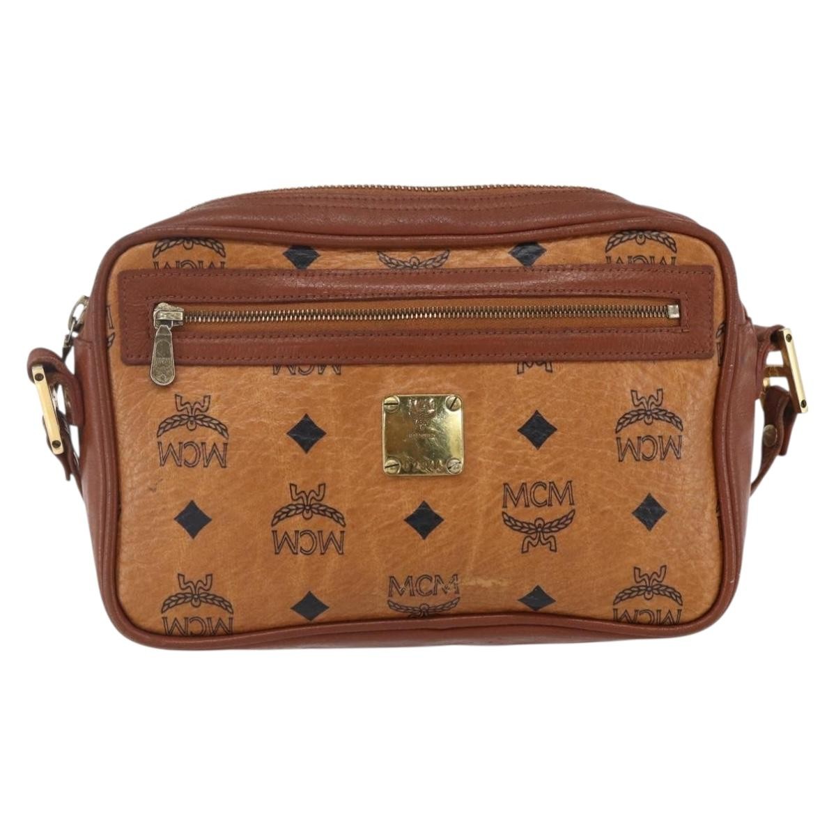 MCM Visetos Canvas And Leather Brown Canvas Shoulder Bag Bag (Pre-Owned)