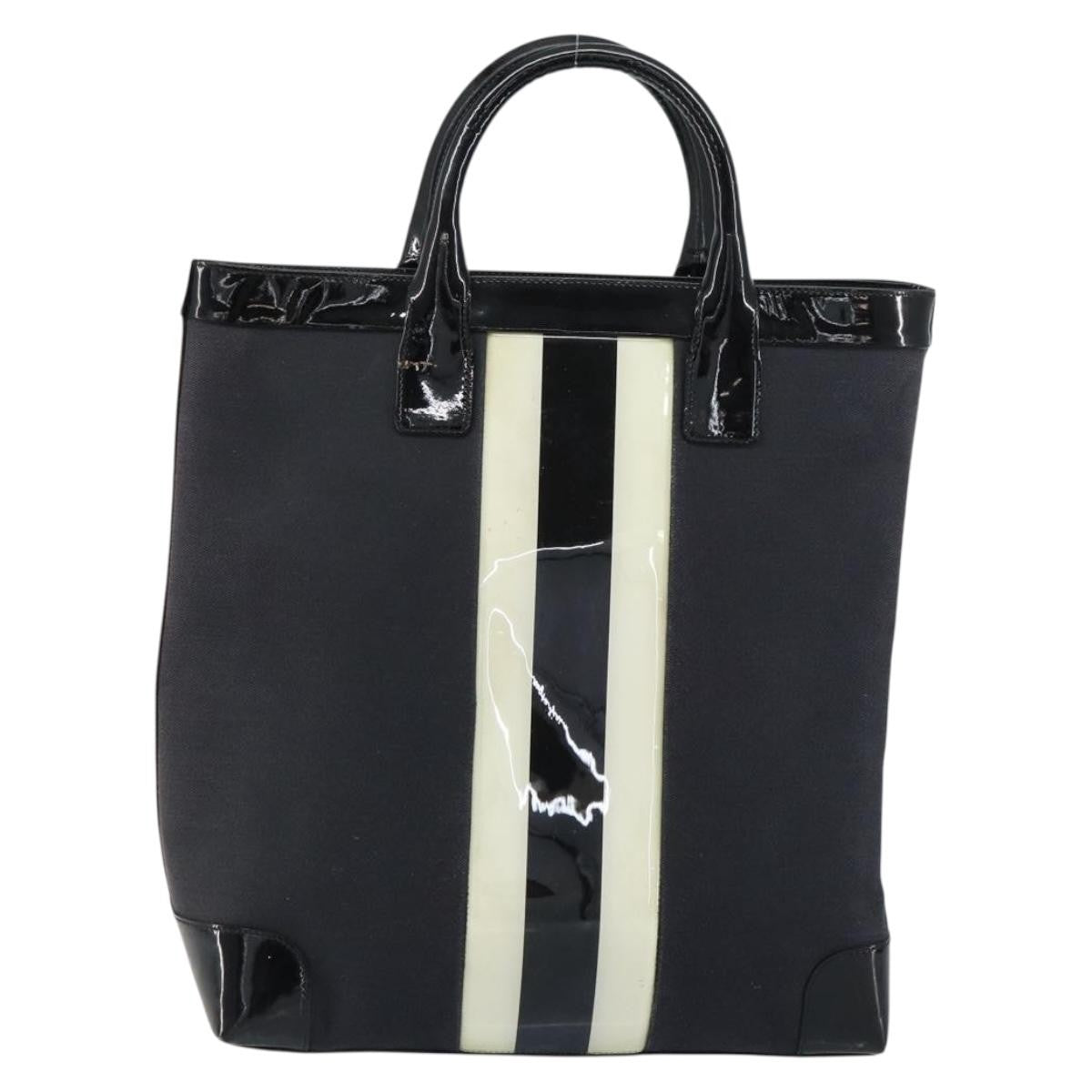 Gucci Vintage Tote Canvas Black Canvas Tote Bag Bag (Pre-Owned)