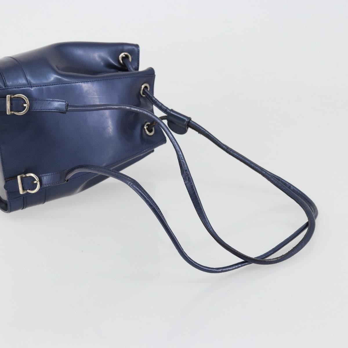 Salvatore Ferragamo Vala Patent Leather Navy Patent_Leather Backpack Bag (Pre-Owned)