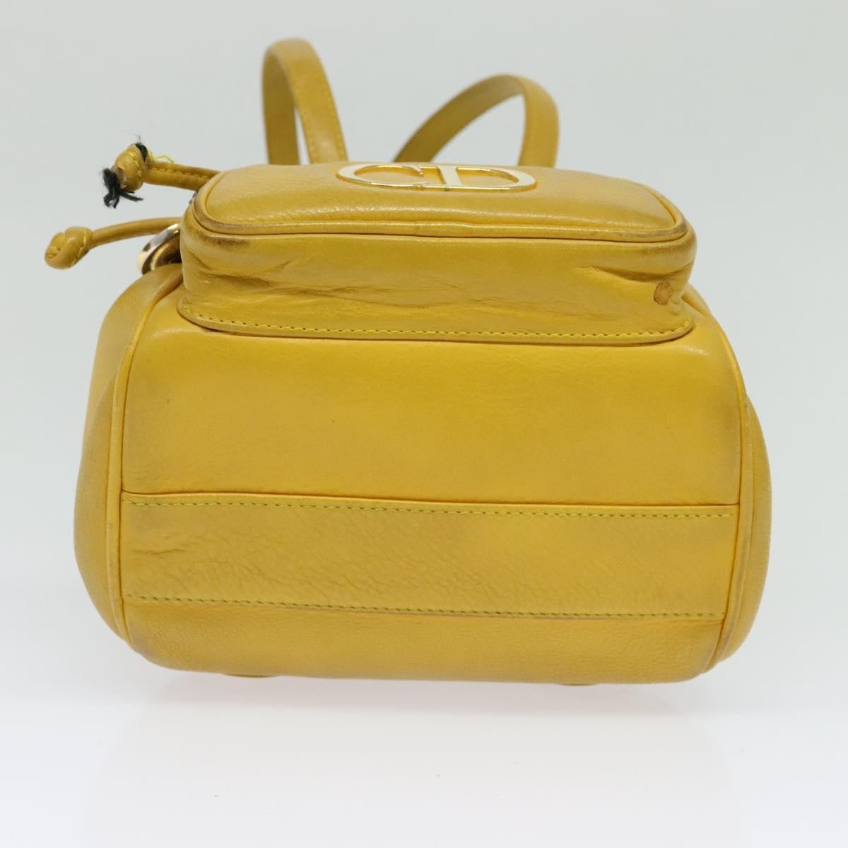 Christian Dior Vintage Flap Leather Yellow Leather Backpack Bag (Pre-Owned)