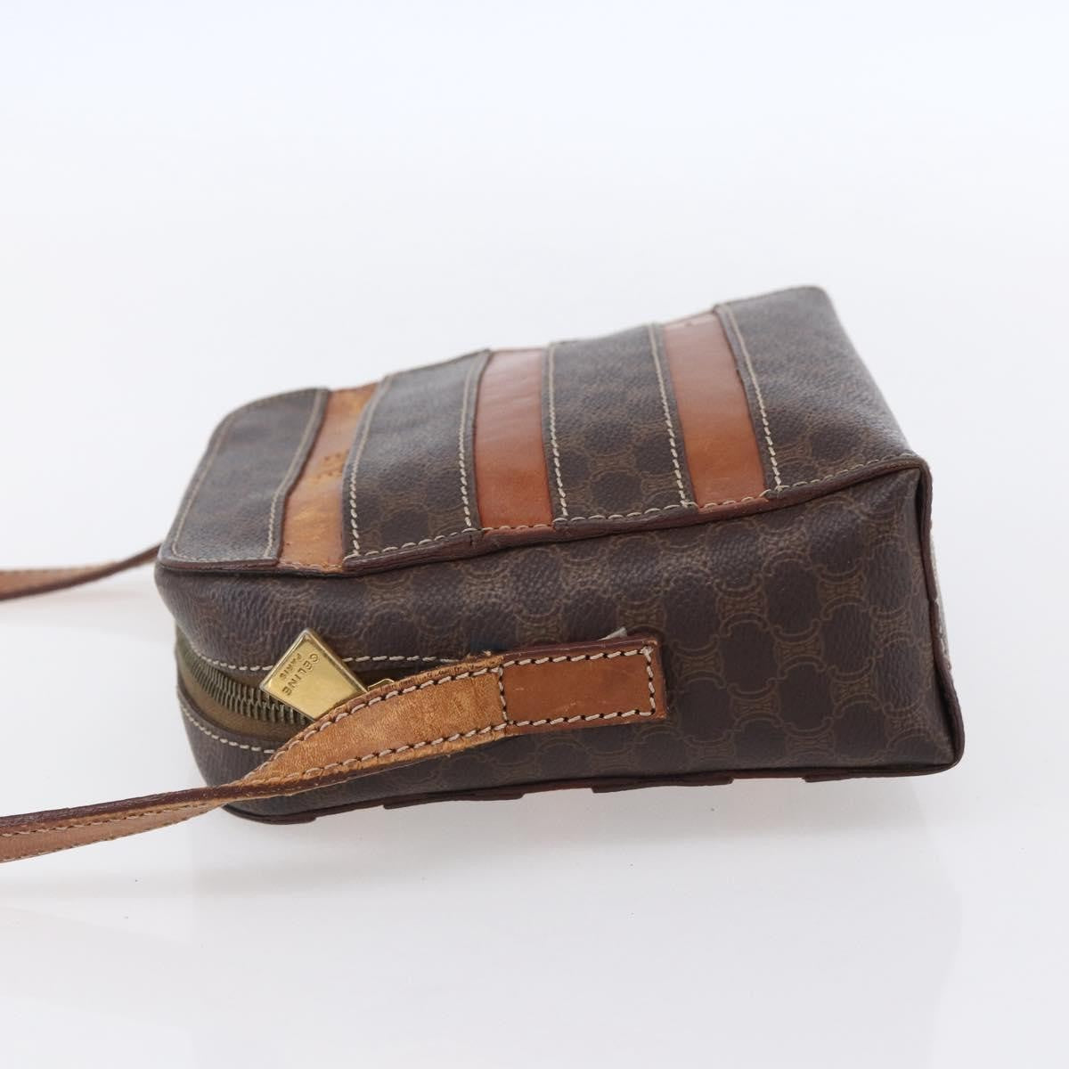 Celine Vintage Macadam Canvas And Leather Brown Canvas Shoulder Bag Bag (Pre-Owned)