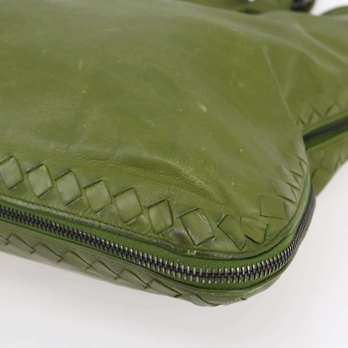 Bottega Veneta Intrecciato Leather Green Leather Shoulder Bag Bag (Pre-Owned)
