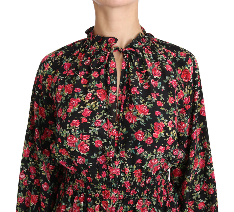 Dolce & Gabbana Elegant Black Floral Silk Women's Shirt