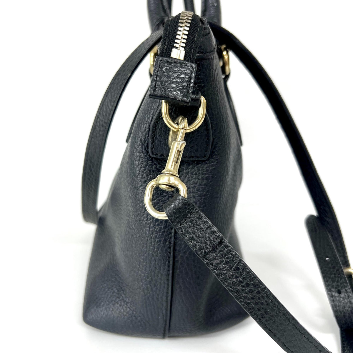 Gucci Gg Charm Convertible Dome Satchel Leather Black Leather Handbag (Pre-Owned)