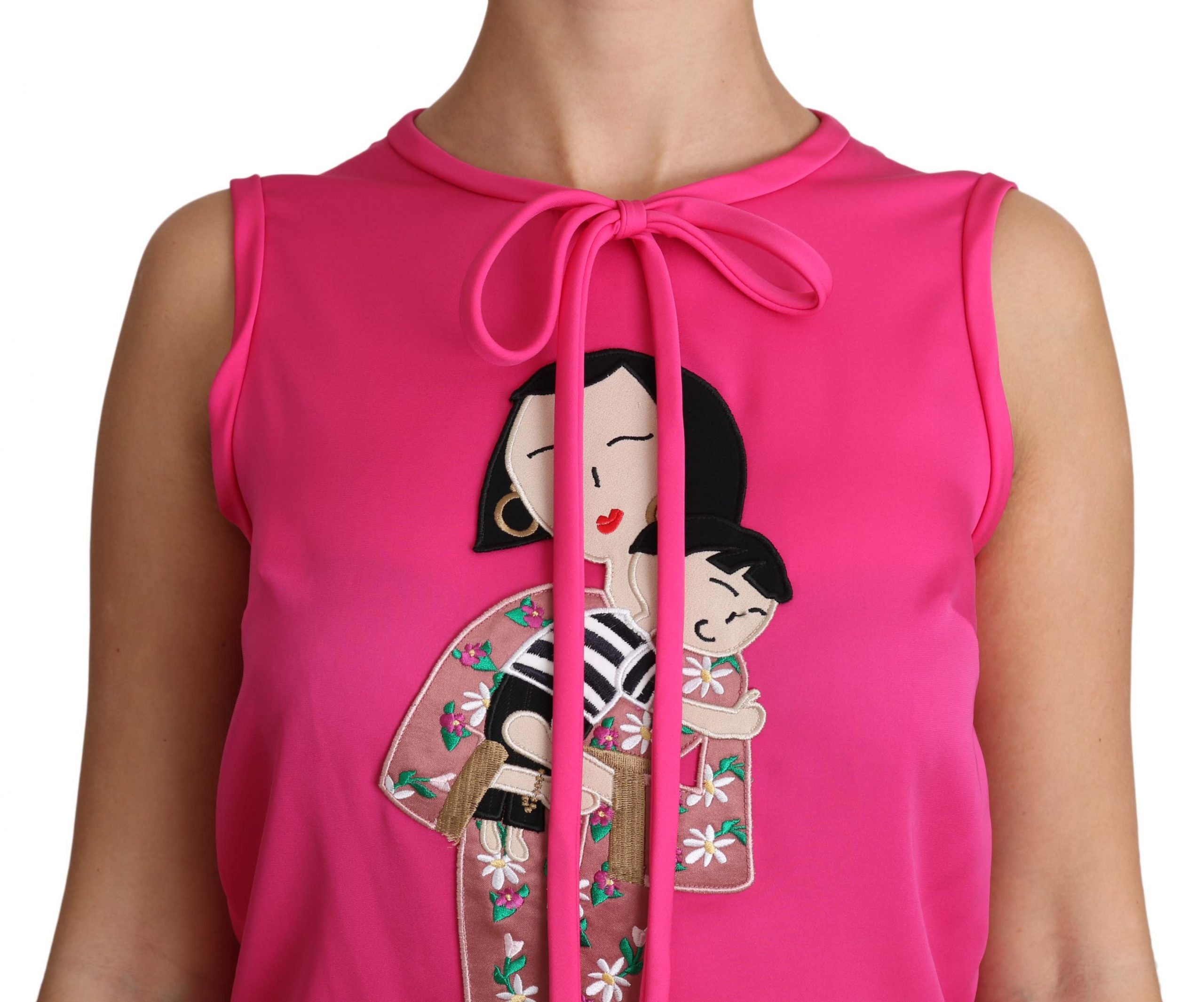 Dolce & Gabbana Pink Family Silk Tank  Mama Blouse Top Women's Shirt (Pre-Owned)