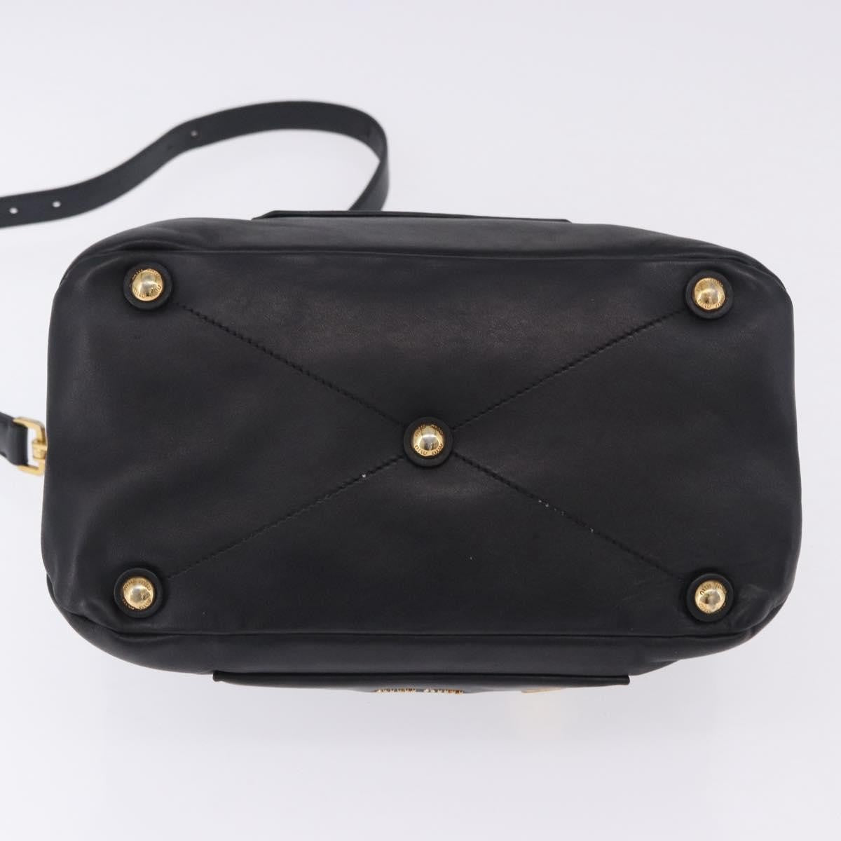 Miu Miu Convertible Flap Top Handle Vitello Soft Black Leather Handbag (Pre-Owned)