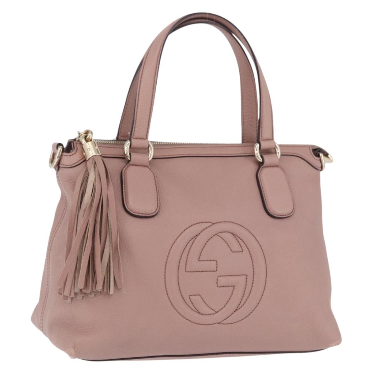 Gucci Soho Working Leather Pink Leather Tote Bag Bag (Pre-Owned)