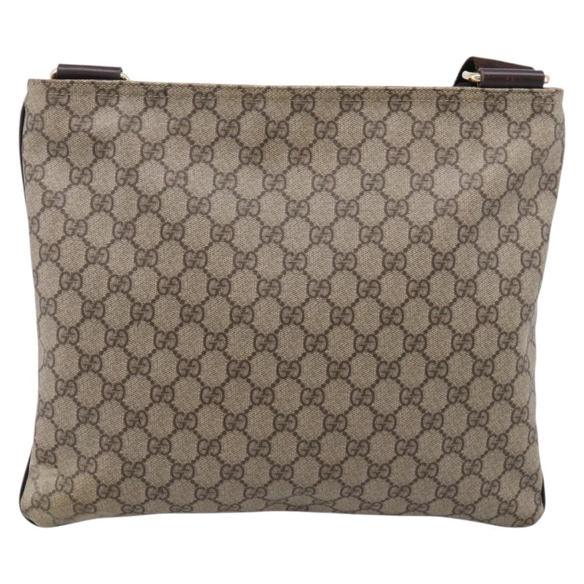 Gucci Zip Top Messenger Gg Coated Canvas Beige Canvas Handbag (Pre-Owned)