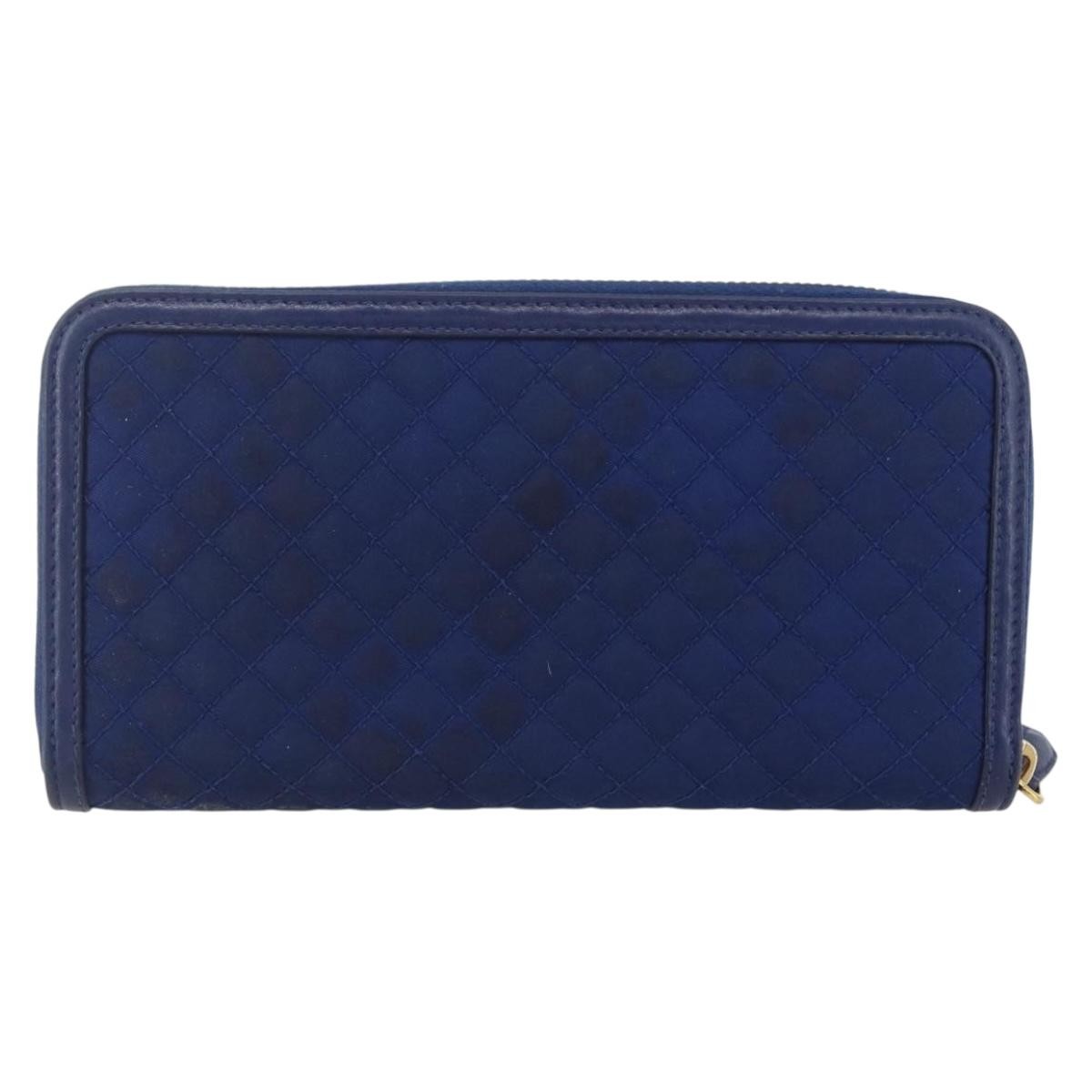 Prada Zip Around Organizer Saffiano Leather With Applique Blue Leather Wallets Accessory (Pre-Owned)