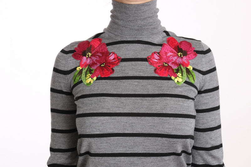 Dolce & Gabbana Gray Cashmere Silk Turtleneck Women's Sweater