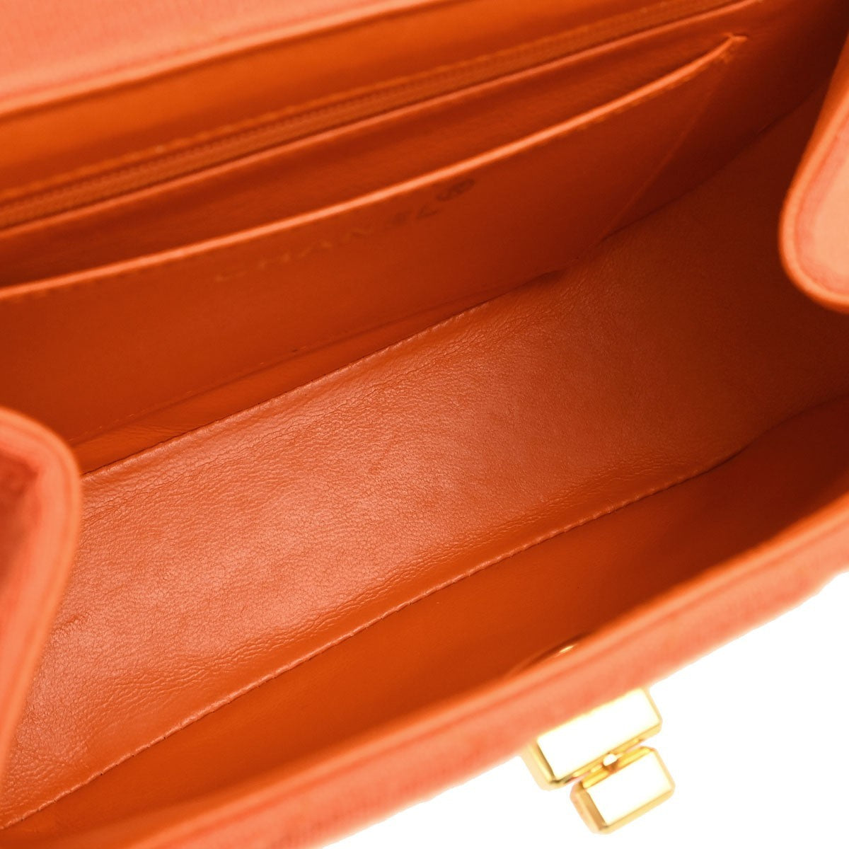 Chanel Shopping Quilted Knit Pluto Glitter Orange Cloth Handbag (Pre-Owned)