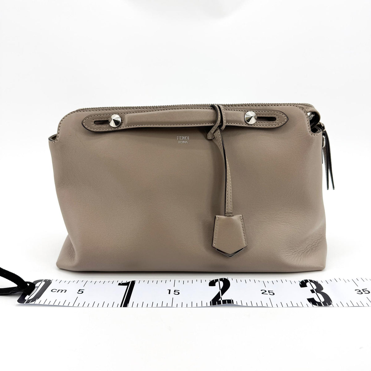 Fendi By The Way Satchel Calfskin Beige Leather Handbag (Pre-Owned)